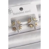 Pirinç Gold Gümüş Renk Zirkon Taşlı Kutup Yılıdız Model Kadın Küpe