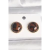 Pirinç Gold Renk 3D Daire Leopar Model Kadın Küpe