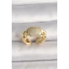 Pirinç Gold Renk Ayarlanabilir Zirkon Taşlı Kadın Yüzük