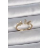 Pirinç Gold Renk Ayarlanabilir Zirkon Taşlı Kelebek Model Kadın Yüzük