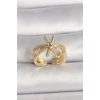 Pirinç Gold Renk Ayarlanabilir Ziron Taşlı Kadın Yüzük