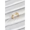 Pirinç Gold Renk Çiçek Model Zirkon Taşlı Kadın Yüzük
