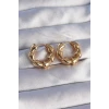 Pirinç Gold Renk Damla Kıvrım Tasarımlı Halka Küpe