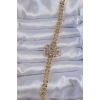 Pirinç Gold Renk İri Zirkon Taşlı Çiçek Figürlü Bileklik
