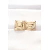 Pirinç Gold Renk Kare Form Küpe