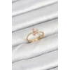 Pirinç Gold Renk Pembe Kelebek Kadın Yüzük