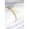 Pirinç Gold Renk Zirkon Taşlı Baklava Model Kadın Bileklik