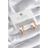Pirinç Gold Renk Zirkon Taşlı Halka Model Kadın Küpe