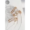 Pirinç Gold Renk Zirkon Taşlı Kare Zincir Model Kadın Kıkırdak Küpe
