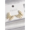 Pirinç Gold Renk Zirkon Taşlı Kelebek Model Kadın Küpe