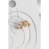 Pirinç Gold Renk Zirkon Taşlı Yaprak Model Kadın Kıkırdak Küpe