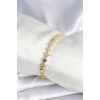 Pirinç Gold Renk Zirkon Taşlı Yonca Model Kadın Bileklik