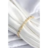 Pirinç Gold Renk Zirkon Taşlı Yonca Model Kadın Bileklik