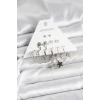 Pirinç Gümüş Renk 6lı Kadın Küpe Seti