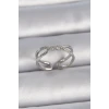 Pirinç Gümüş Renk Ayarlanabilir Zirkon Taşlı Sarmal Model Kadın Yüzük
