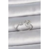 Pirinç Gümüş Renk Ayarlanabilir Zirkon Taşlı Yıldız Model Kadın Yüzük