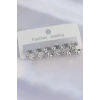 Pirinç Gümüş Renk Minimal Tırtıklı Küpe Seti