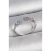 Pirinç Gümüş Renk Pembe Damla Zirkon Taşlı Ayarlanabilir Model Kadın Yüzük