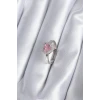Pirinç Gümüş Renk Pembe Zirkon Taşlı Charm Model Kadın Yüzük