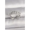 Pirinç Gümüş Renk Zirkon Taşlı Ayarlanabilir Yüzük