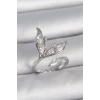Pirinç Gümüş Renk Zirkon Taşlı Balık Kuyruğu Model Ayarlanabilir Kadın Yüzük