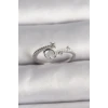 Pirinç Gümüş Renk Zirkon Taşlı Beyaz Mineli Yıldız Detay Ayarlanabilir Kadın Yüzük