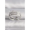 Pirinç Gümüş Renk Zirkon Taşlı Çiçek Model VIP Seri Kadın Yüzük