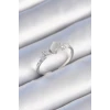 Pirinç Gümüş Renk Zirkon Taşlı Oval Beyaz Mineli Kadın Yüzük