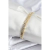 Pirinç VIP Seri Gold Renk Zirkon Taşlı Arpa Model Kadın Bileklik