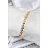 Pirinç VIP Seri Gold Zirkon Taşlı Balık Sırtı Model Kadın Bileklik
