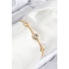 Pirinç Zirkon Taşlı Daire Model Gold Renk Asansörlü Kadın Bileklik