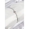 Pirinç Zirkon Taşlı Kalp Model Ezme Zincir Gümüş Renk Kadın Bileklik