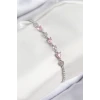 Pirinç Zirkon Taşlı Pembe Kalp Model Gümüş Renk Kadın Bileklik