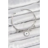 Pirinç Zirkon Taşlı Pusula Model Gümüş Renk Charm Bileklik