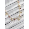 Pirinç Zirkon Taşlı Sallantılı Damla Model Gold Renk Kadın Kolye