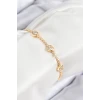 Pirinç Zirkon Taşlı Sıralı Kalp Model Gold Renk Kadın Bileklik