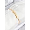 Pirinç Zirkon Taşlı Sonsuzluk Model Gold Renk Asansörlü Kadın Bileklik