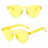 Sert Mika Oval Şekilli Çerçevesiz Sarı Gözlük Retro Parti 5x14 Cm