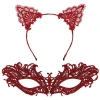 Şık Kırmızı Dantel Maske Ve Taç Seti 5 No – Maskeli Balo  Özel Etkinlikler