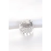 Silver Renk Tırtıklı Kalın Baget Taş Tasarım Ayarlanabilir Yüzük