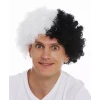 Siyah Beyaz Kıvırcık Afro Bonus Peruk Taraftar Bonus Saç
