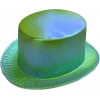 Yeşil Renk Işıltılı Hologram Kumaş Kaplama Fötr Silindir Şapka Yetişkin Boy