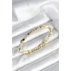 Zirkon Taşlı Küp Şerit Model Pirinç Gold Renk Kadın Bileklik