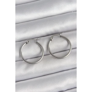 316 Çelik Gümüş Renk 22 mm Halka Model Kadın Küpe