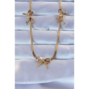 316L Çelik Altın Renk İtalyan Zincirli Fiyonk Kolye