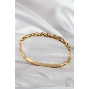 316L Çelik Gold Renk Burgu Zincir Model Kadın Kelepçe