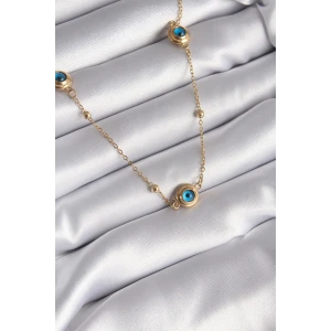 316L Çelik Gold Renk Nazar Boncuk Model Kadın Kolye