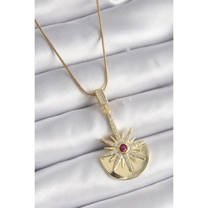 316L Çelik Gold Renk Zirkon Taşlı Yıldız Model Kadın Kolye