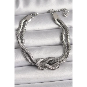 316L Çelik Gümüş Renk Düğüm Model Kadın Bileklik