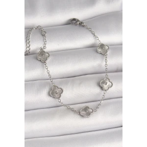 316L Çelik Gümüş Renk İşlemeli Baby Boy Yonca Model Kadın Bileklik